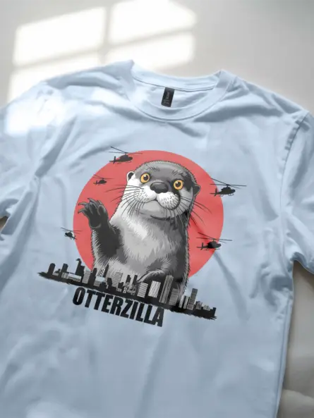 Otterzilla Shirt in Light Blue – Kawaii Otterzilla Monster Tee
