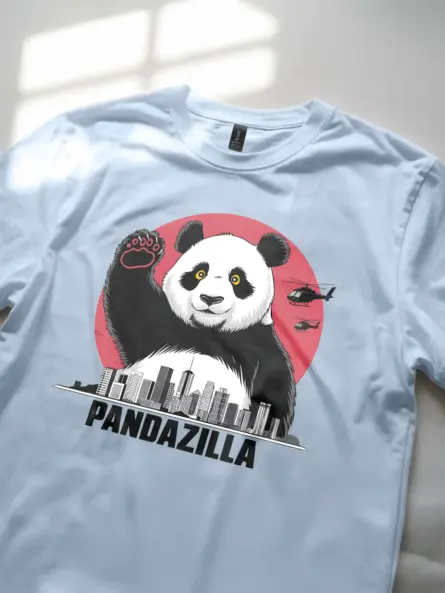 Pandazilla giant panda shirt light blue color