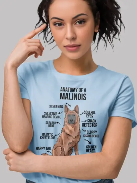 Light blue malinois anatomy t-shirt for pet lovers