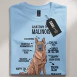 Light blue malinois anatomy t-shirt for pet lovers