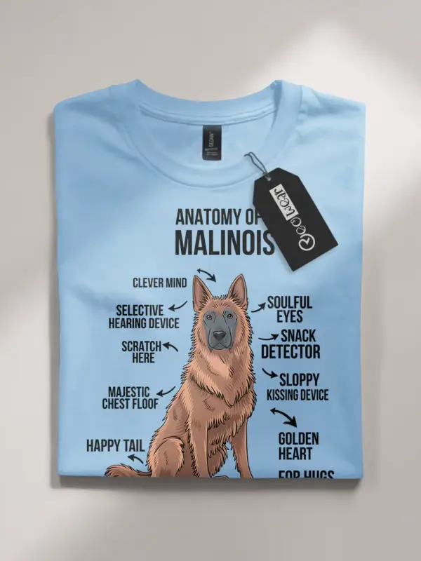 Light blue malinois anatomy t-shirt for pet lovers