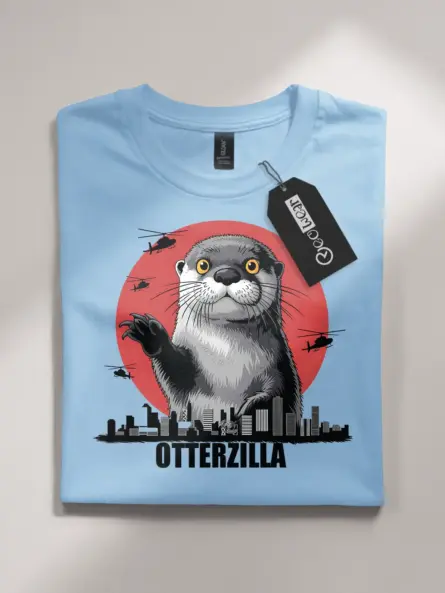 Otterzilla shirt in light blue – funny otterzilla monster tee