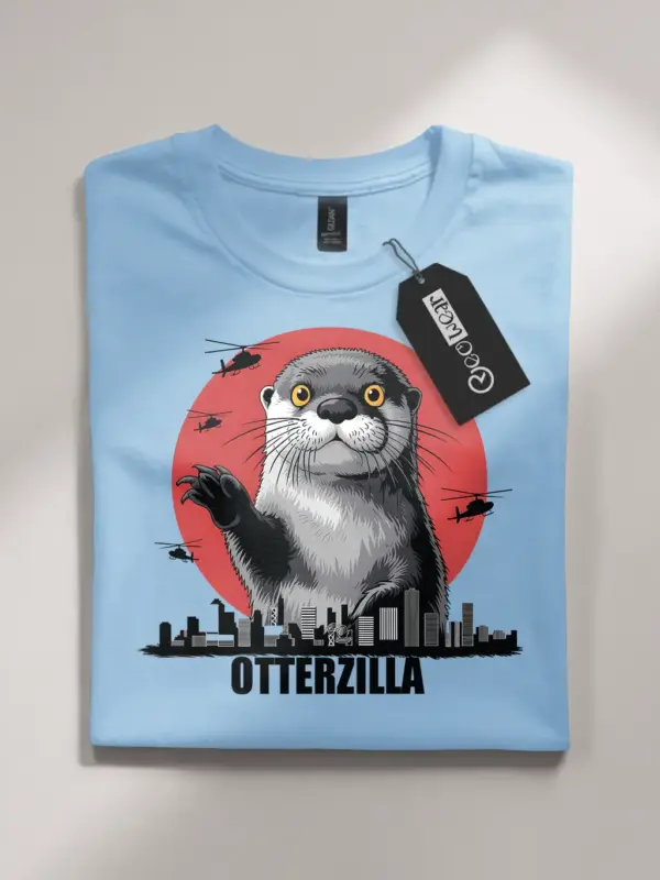 Otterzilla shirt in light blue – funny otterzilla monster tee