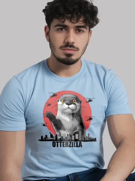 Otterzilla shirt in light blue – kawaii otterzilla monster tee