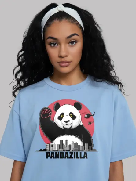 Pandazilla giant panda shirt light blue color