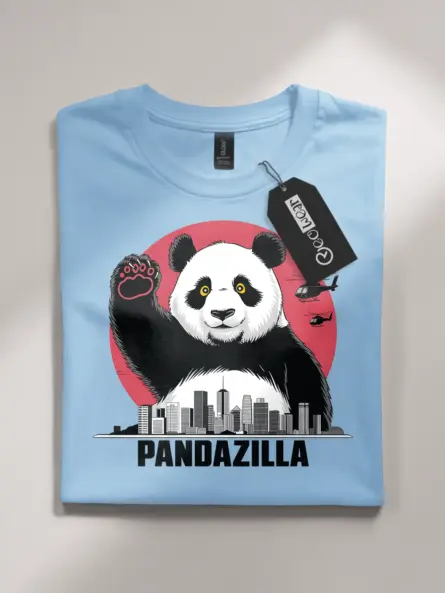 Pandazilla giant panda shirt light blue color