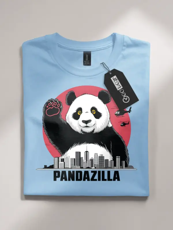 Pandazilla giant panda shirt light blue color