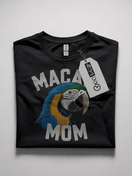 Macaw Mom T-Shirt in Black – Blue and Yellow Parrot Shirt for Moms