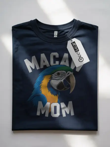 Navy macaw mom t-shirt – pet bird shirt for women, macaw mom tee