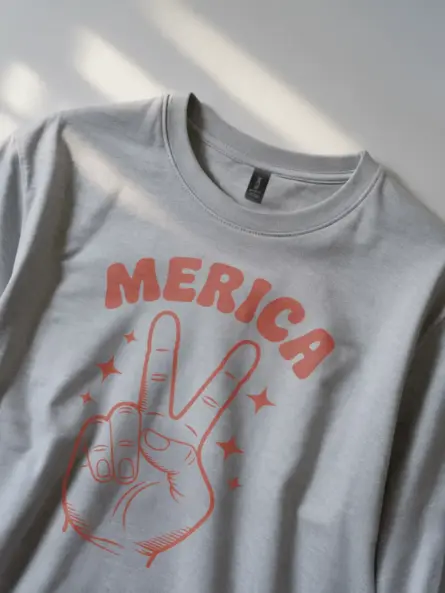 Patriotic shirt for 4th of july with vintage peace design – sport grey color