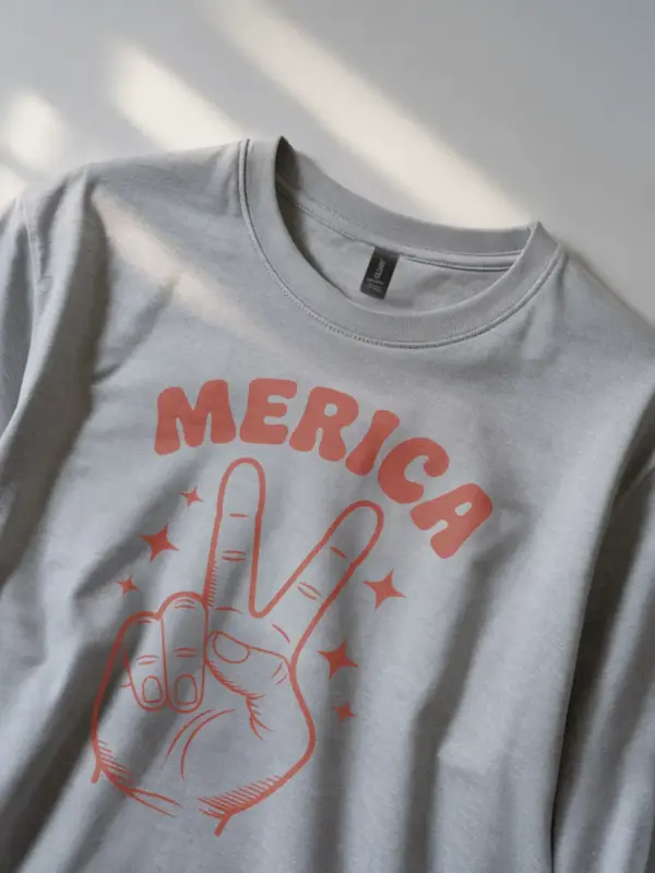 Patriotic shirt for 4th of july with vintage peace design – sport grey color