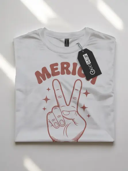 USA Shirt for 4th of July with peace sign and 'merica – white color option