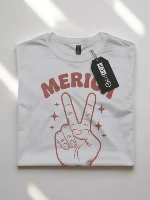 Usa shirt for 4th of july with peace sign and 'merica – white color option