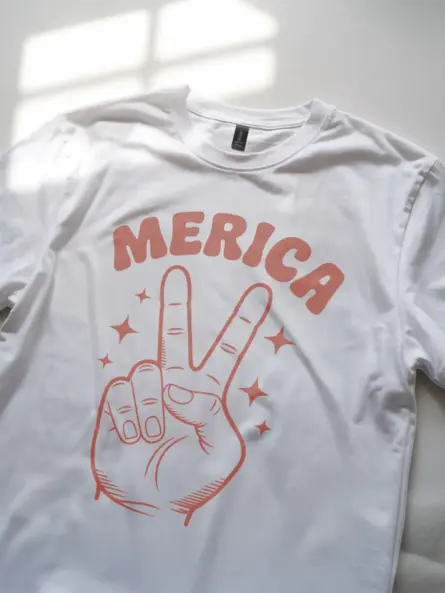 Patriotic shirt for 4th of july with vintage peace design – sport grey color