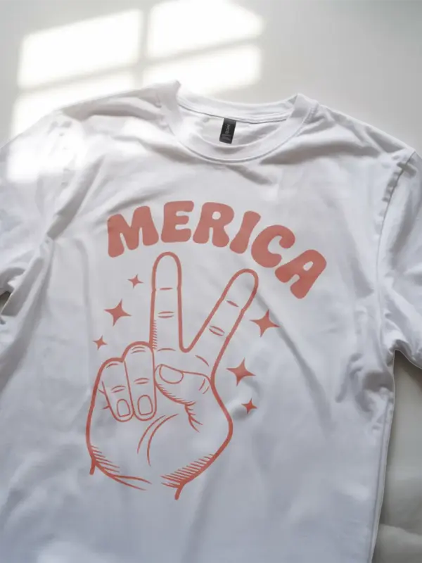Patriotic shirt for 4th of july with vintage peace design – sport grey color