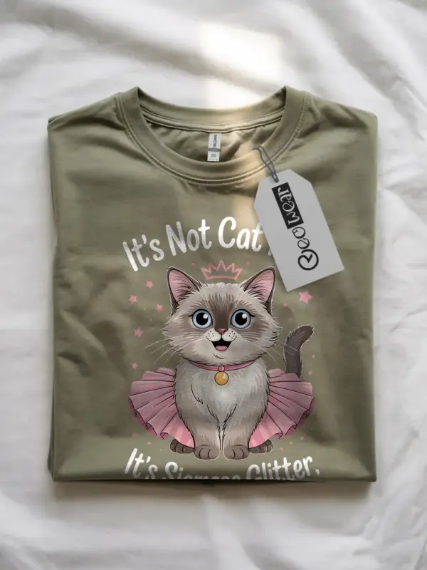 Military green siamese glitter shirt – pet cat mom dad tee
