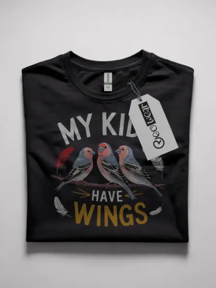My Kids Have Wings Finch Shirt in Black – Funny Bird Mom Tshirt, Finch Shirt Gift