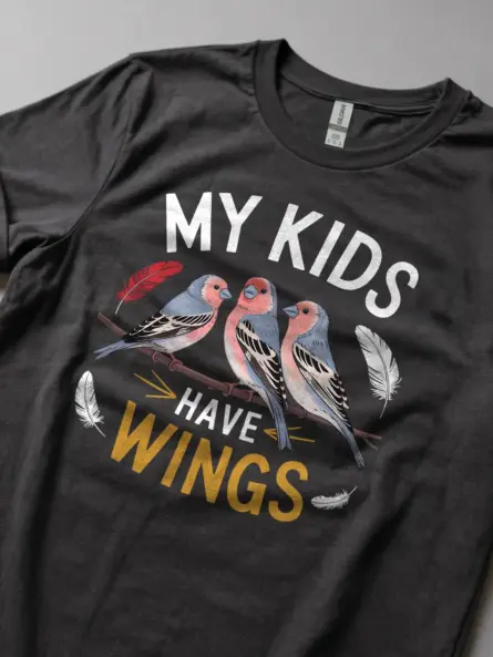 Dark heather finch shirt – my kids have wings bird lover tee