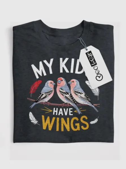Dark heather finch shirt – my kids have wings bird lover tee