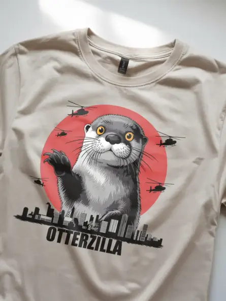 Otterzilla shirt in natural – otterzilla shirt graphic design