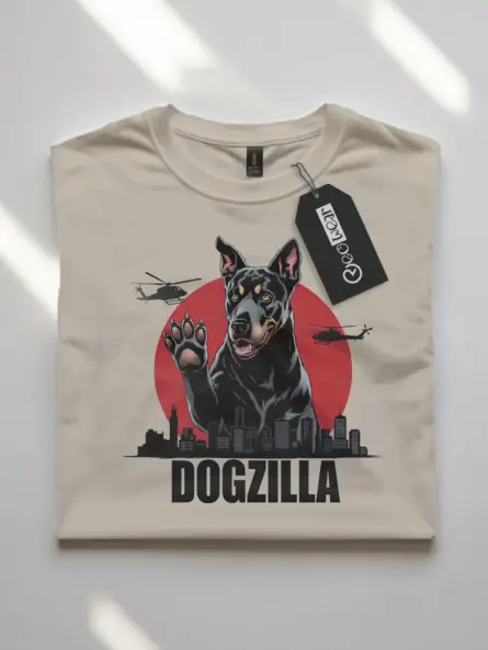 Dogzilla shirt on natural – giant dogzilla t-shirt design