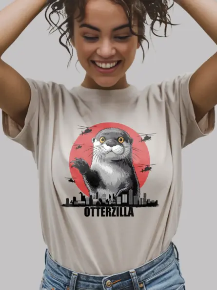 Otterzilla shirt in natural – otterzilla shirt graphic design