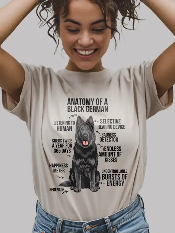 Black german shepherd shirt, anatomy dog shirt, german shepherd dog shirt – natural