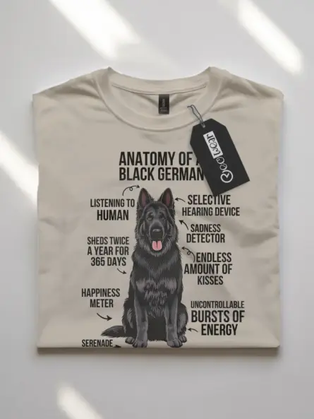 Black german shepherd shirt, anatomy dog shirt, german shepherd dog shirt – natural