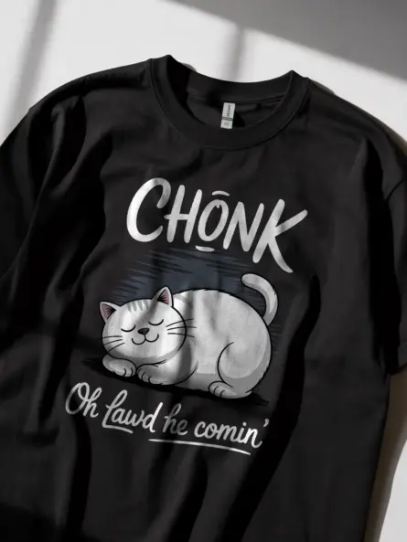 Oh lawd he comin' chonk cat shirt in black – funny cat lover tee