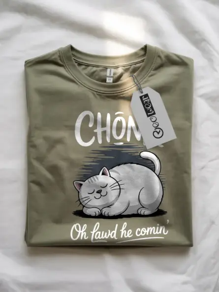 Military green chonk cat shirt – funny white cat lover t-shirt