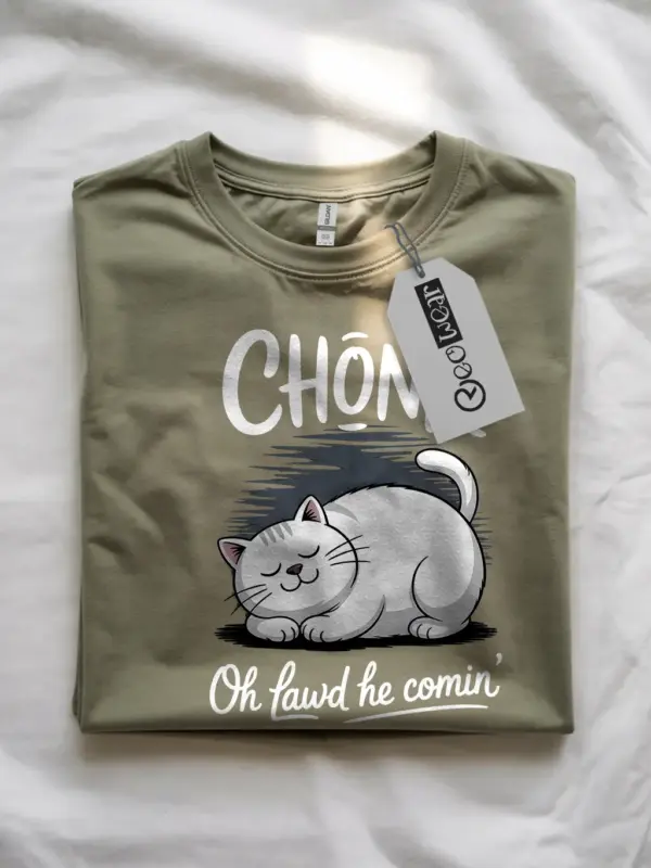Military green chonk cat shirt – funny white cat lover t-shirt
