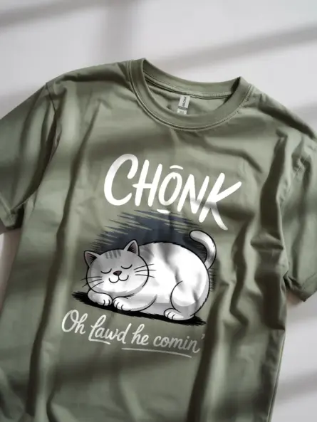 Military green chonk cat shirt – funny white cat lover t-shirt