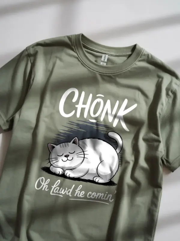 Military green chonk cat shirt – funny white cat lover t-shirt