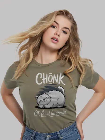 Military green chonk cat shirt – funny white cat lover t-shirt