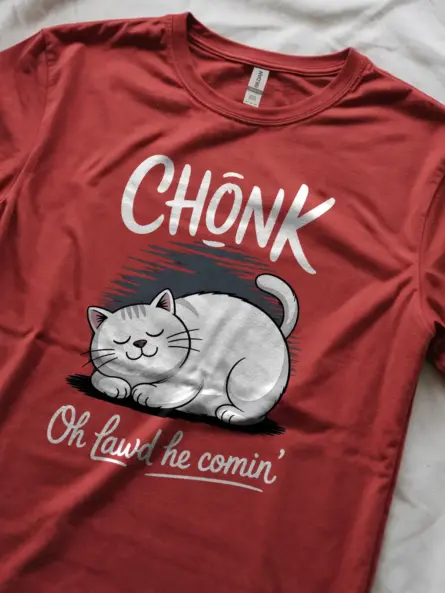 Red oh lawd he comin' chonk cat shirt – cute chonky meme tee