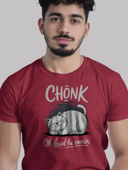 Red oh lawd he comin' chonk cat shirt – cute chonky meme tee
