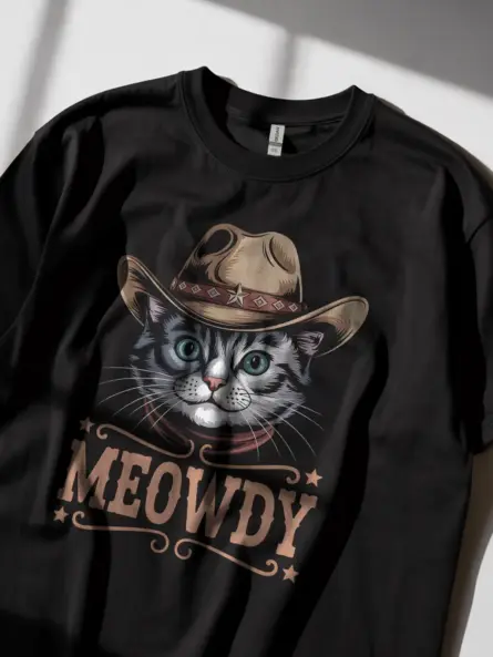 Ojos azules cat meowdy shirt in black – cowboy cat lover tee