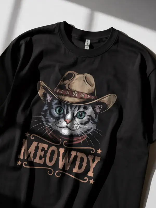 Ojos azules cat meowdy shirt in black – cowboy cat lover tee