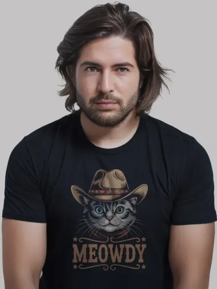 Ojos azules cat meowdy shirt in black – cowboy cat lover tee