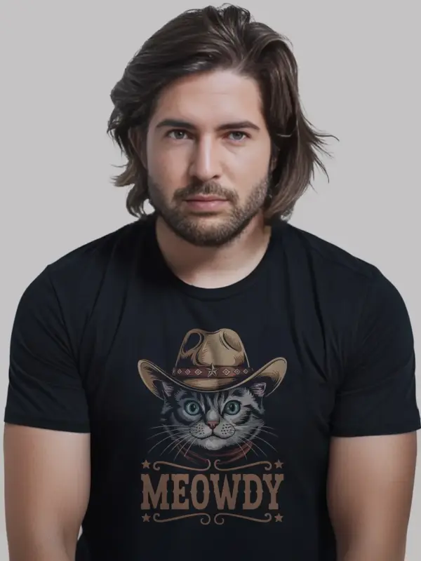 Ojos azules cat meowdy shirt in black – cowboy cat lover tee