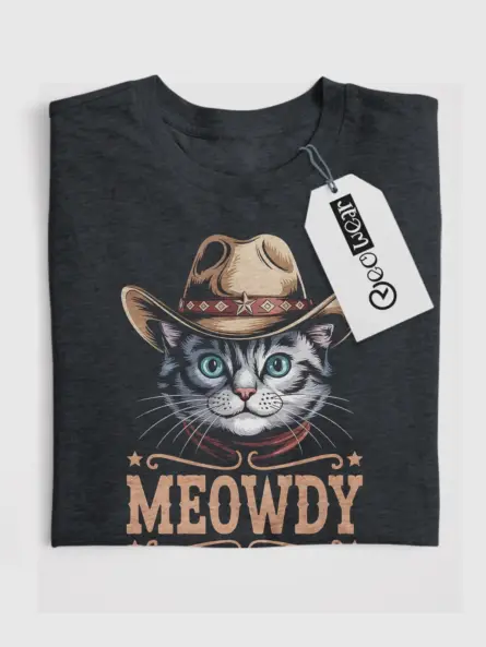Dark heather ojos azules cat meowdy shirt – pet cat mom dad tee
