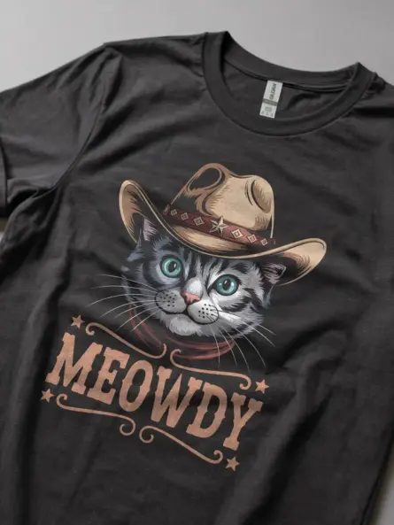 Dark heather ojos azules cat meowdy shirt – pet cat mom dad tee