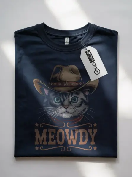 Navy ojos azules cat meowdy shirt – cute western cat t-shirt