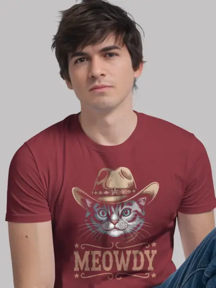 Red ojos azules cat meowdy shirt – funny western cat tee