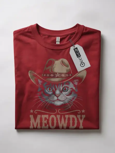 Red ojos azules cat meowdy shirt – funny western cat tee