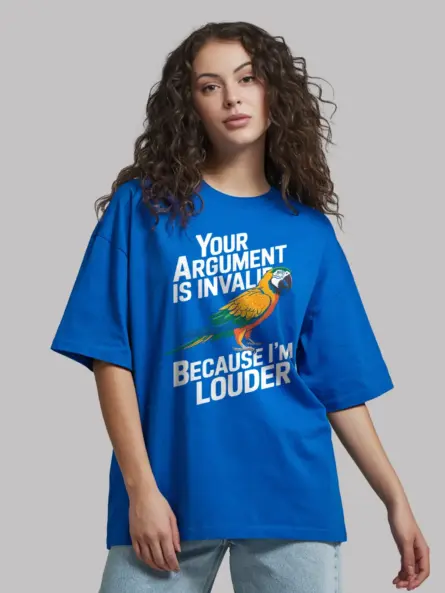 Royal blue macaw t-shirt – your argument is invalid shirt for bird lovers