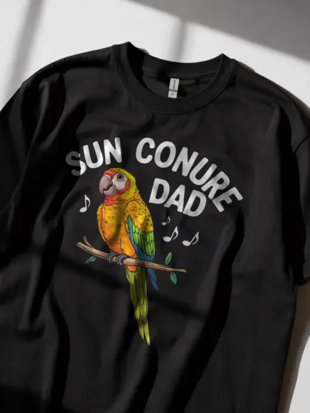 Parakeet shirt, sun conure dad, black pet parrot tee, funny budgie lover gift