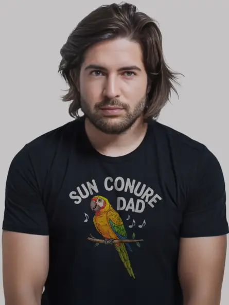 Parakeet shirt, sun conure dad, black pet parrot tee, funny budgie lover gift