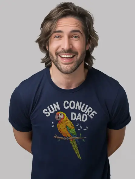 Parakeet shirt, navy budgerigar tshirt, bird meme tee, sun conure dad design