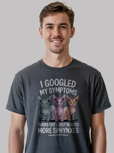 Dark heather sphynx cat symptoms shirt – playful cat lover t-shirt